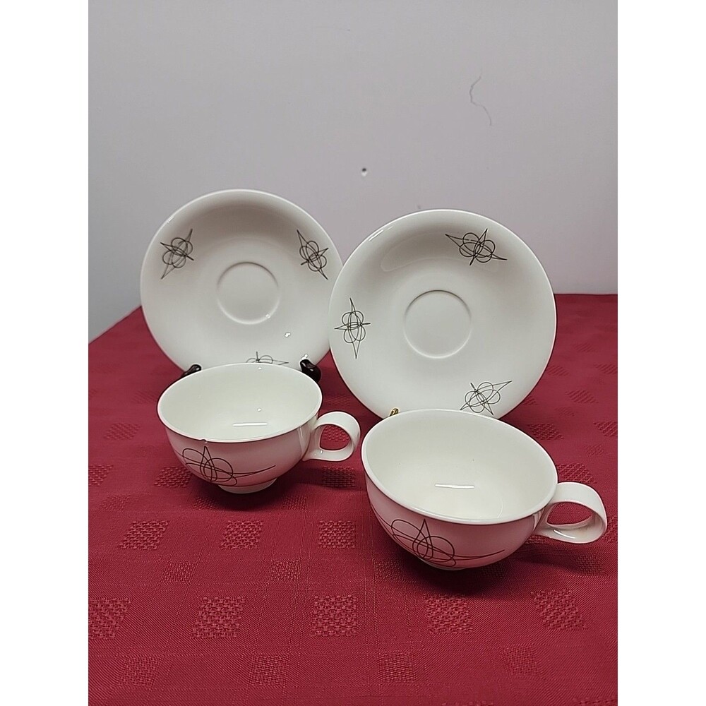 1950's Hallcraft Fantasy By Eva Zeisel Cup And Saucer Set MCM Atomic Set Of 2